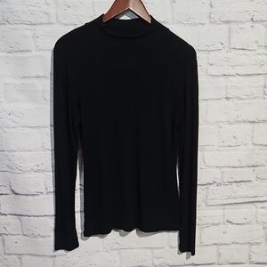 Classic Black Long-Sleeve Mock Neck Top